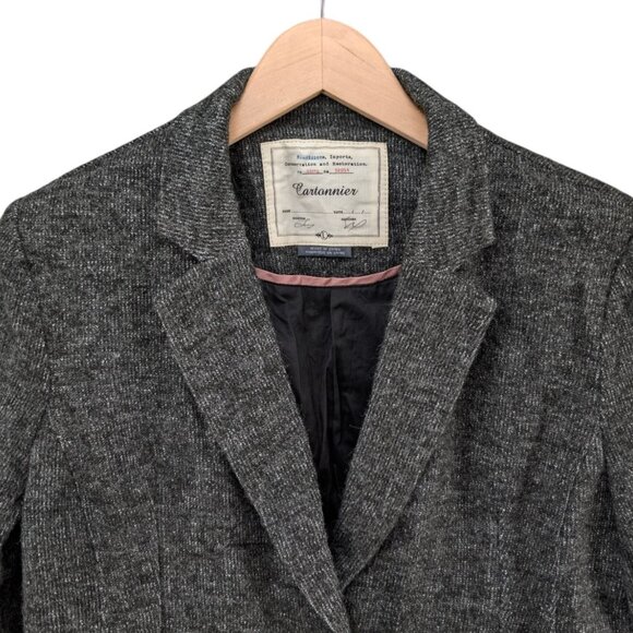 Cartonnier Anthropologie Blazer Jacket Womens Grey Single Breasted 2 Button Sz L - Picture 4 of 14